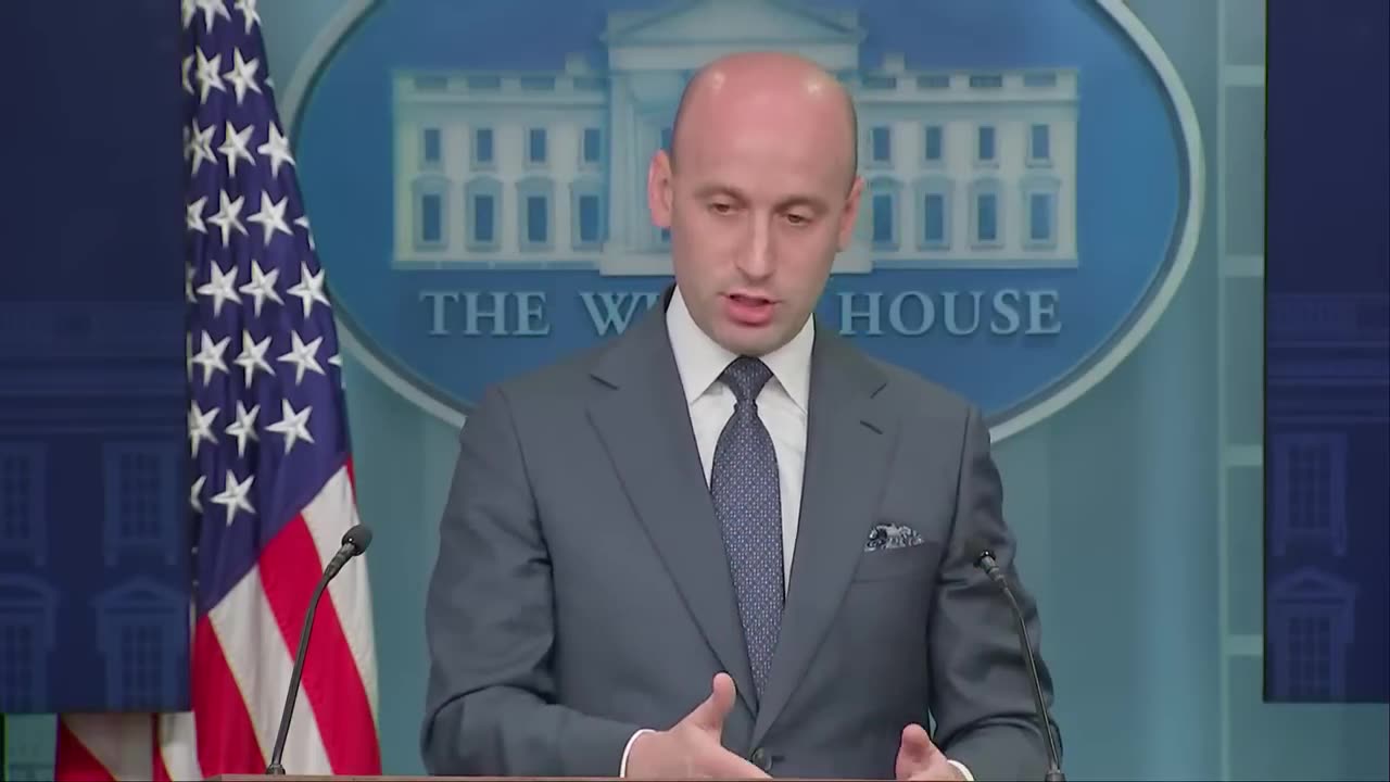 Karoline Leavitt holds press briefing with Stephen Miller