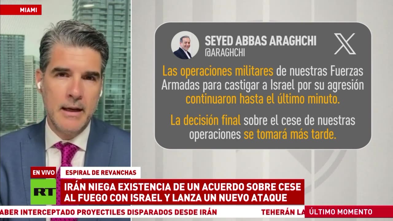 Irán niega acuerdo de alto el fuego anunciado por Trump