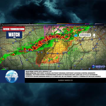 🌩️ Severe Storm Watch #61: AR, LA to AL Tonight! 3/23/25 #shorts #severeweather