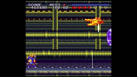 The final battle against the missile's core (Sparkster true final boss)