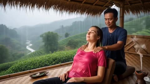 Body Massage ASMR | Peacefull Rainy Nature 🌧️ with Relaxation Music 🎶 |