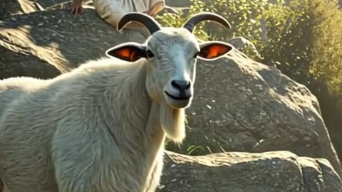 Goat and farmer