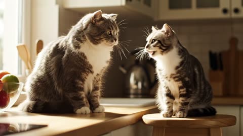 Cats cute little and mom's