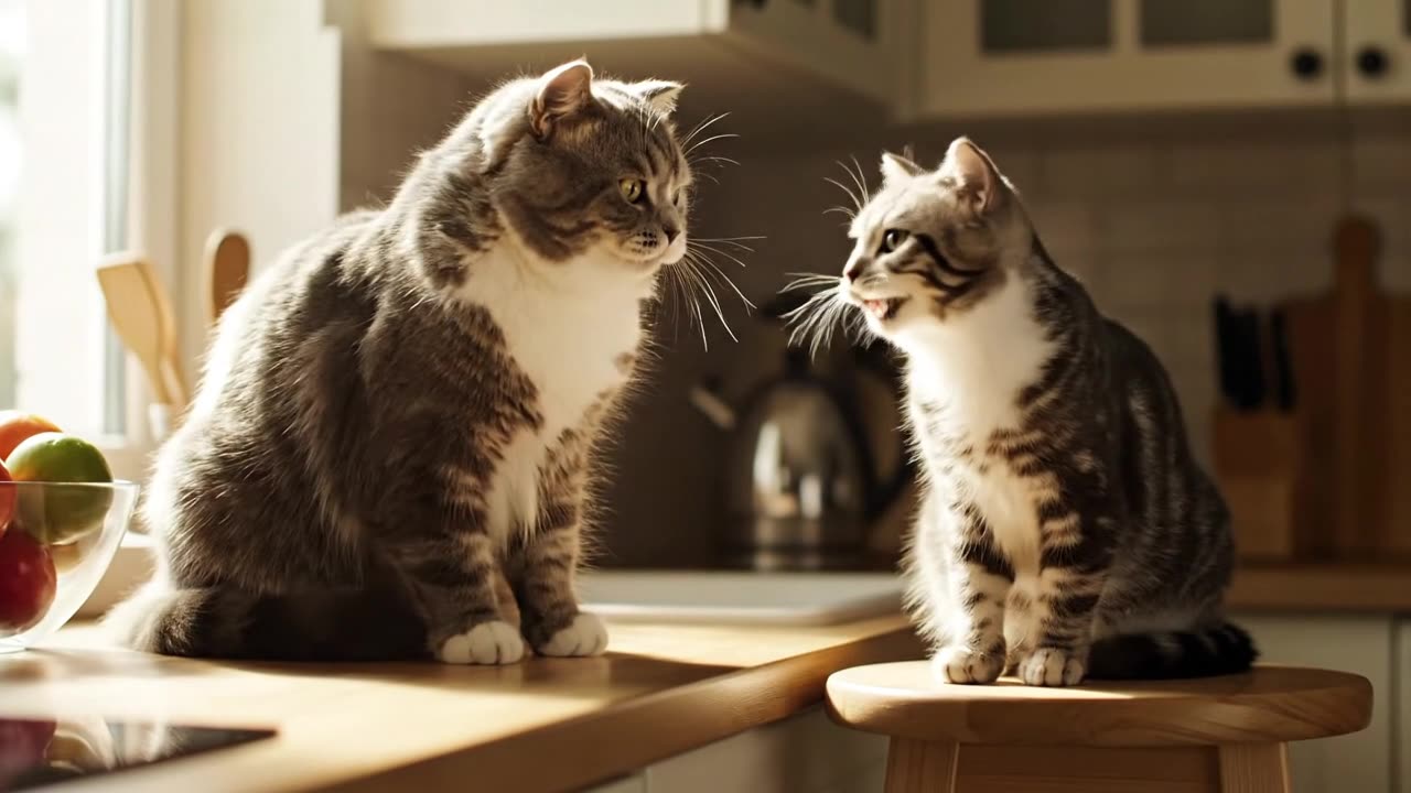 Cats cute little and mom's