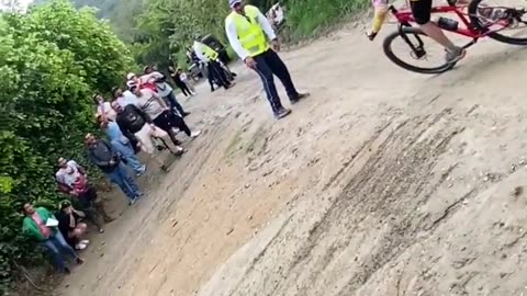 Bikers Collide At Columbia Downhill Series