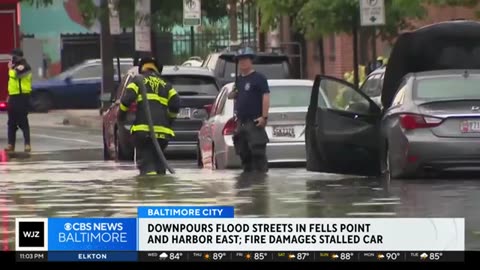 Maryland storms flood streets in Baltimore's Fells Point
