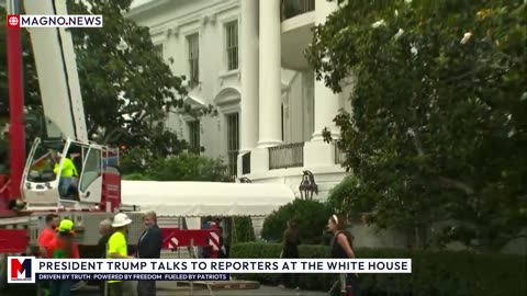 🇺🇸 President Trump Talks to Reporters at The White House as New American Flags are Installed