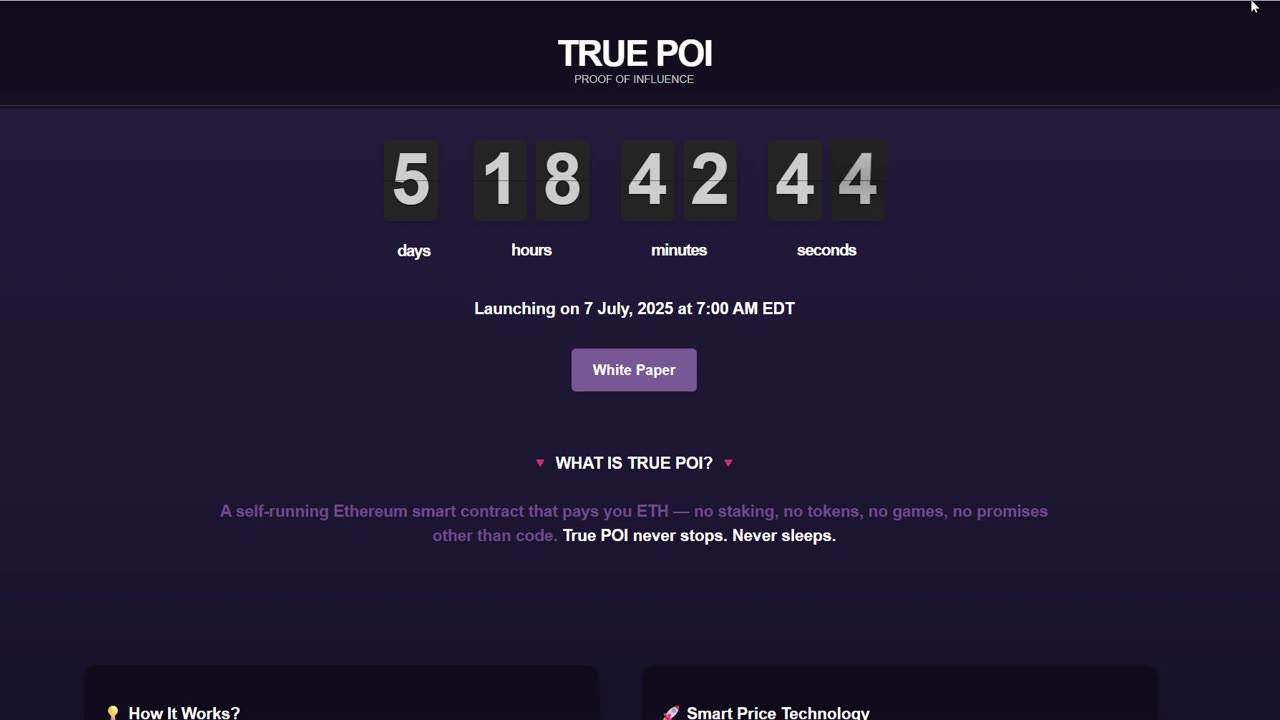 POI Ethereum Smart Contract Launch Confirmed!