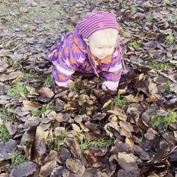 Baby Kayla Crawling Outside 🍂 (Chill Video, Lots of Leaves)