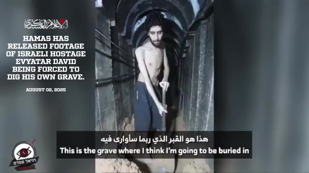 Hamas has released footage of Israeli hostage Evyatar David being forced to dig his own grave.