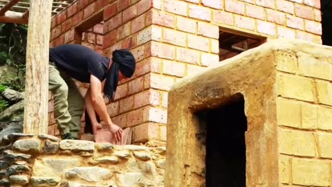 How i Build A Bushcraft Brick Kiln to Build a Dream House for Survival in the Wild part 3