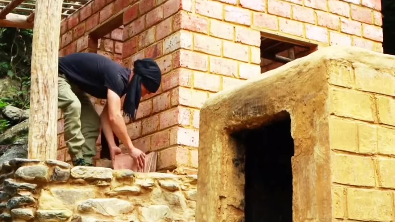 How i Build A Bushcraft Brick Kiln to Build a Dream House for Survival in the Wild part 3