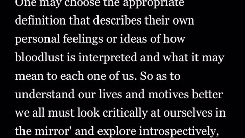 Bloodlust: A Brief Treatment of Human Destructiveness