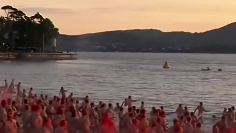Nudes brave icy waters for Dark Mofo Nude Swim in Hobart - 7NEWS Australia