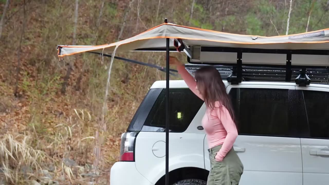 Outdoor camping, immersive viewing without commentary, camper van.