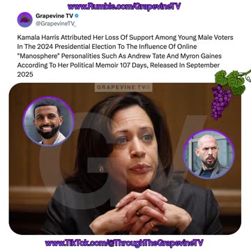 Kamala Harris Blames Loss Of Young Male Support In 2024 On Online "Manosphere" Figures Like Tate.