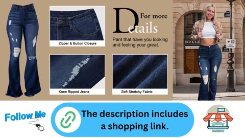 Vintage Bell Bottoms Flare Jeans for Women 90s High Waist Ripped Distressed