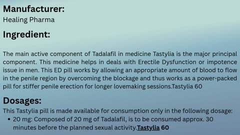 Tastylia 60mg Tablet (Tadalafil 60mg)