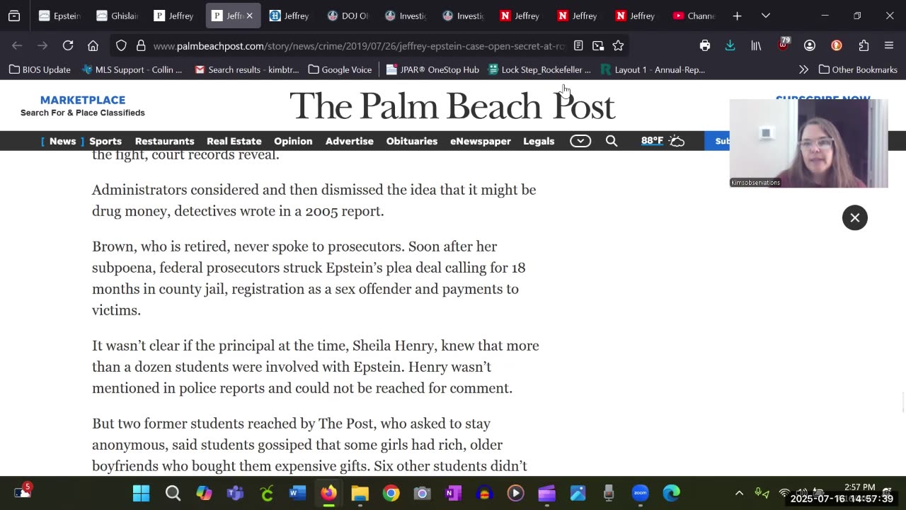 What did Royal Palm High School know about Epstein?