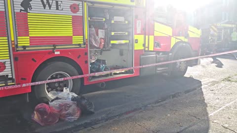 9 November 2025 Walking past fire in Clacton on Sea Essex to remembrance service Part 1