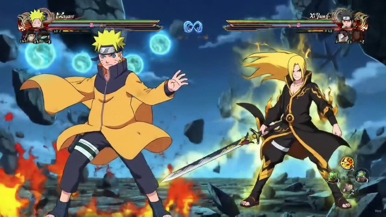 Naruto Uzumaki (in his Six Paths Sage Mode) and Xiao Yan (in his peak Dou Di form)
