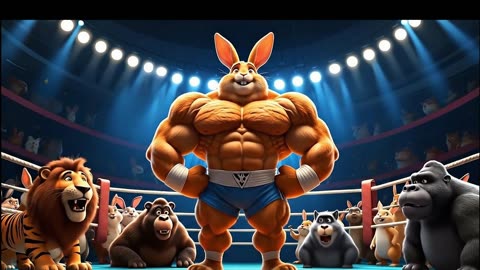 AI Fight: Muscular Rabbit vs Wolf in the Ring | Epic Showdown Short