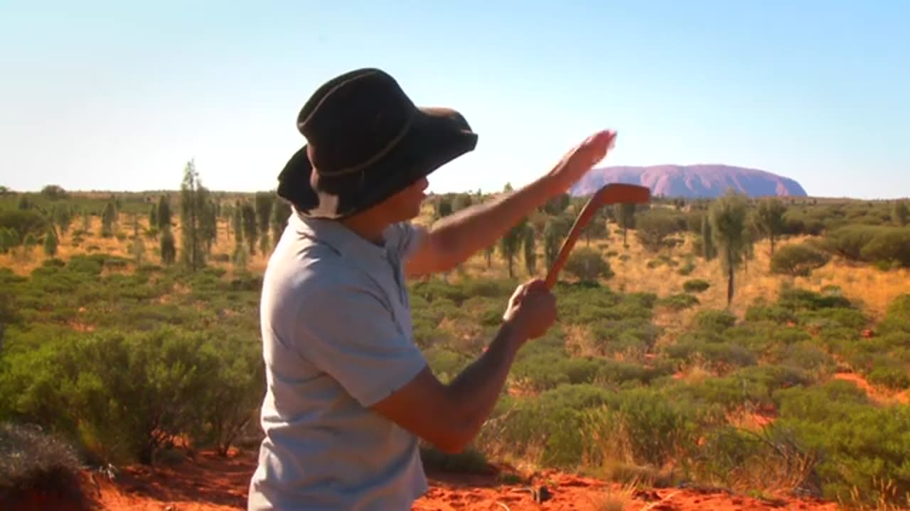 Indigenous Television Presenter Johnny Murison demonstrating 'How to Throw a Boomerang' - Reloaded from Katufilms