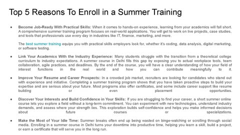 Top 5 Reasons to Enroll in a Summer Training Program in 2025