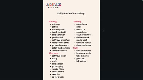 Daily routine Class (2) Part (2)