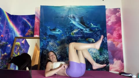 Purple Power Flow: Energizing Yoga in Tight Shorts #everydamnday @TheMFingCOO