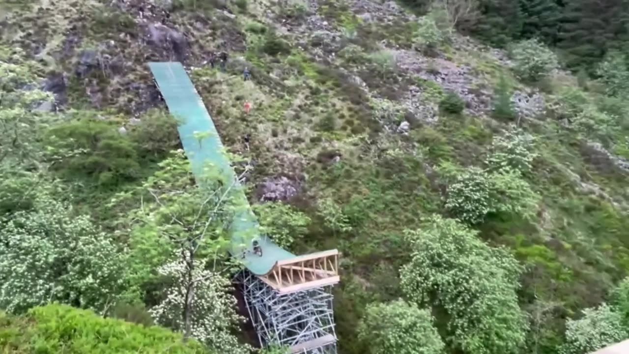 Matt Jones Red Bull Hardline trying new River & Road Gap race jump Red Bull Wales Massive features