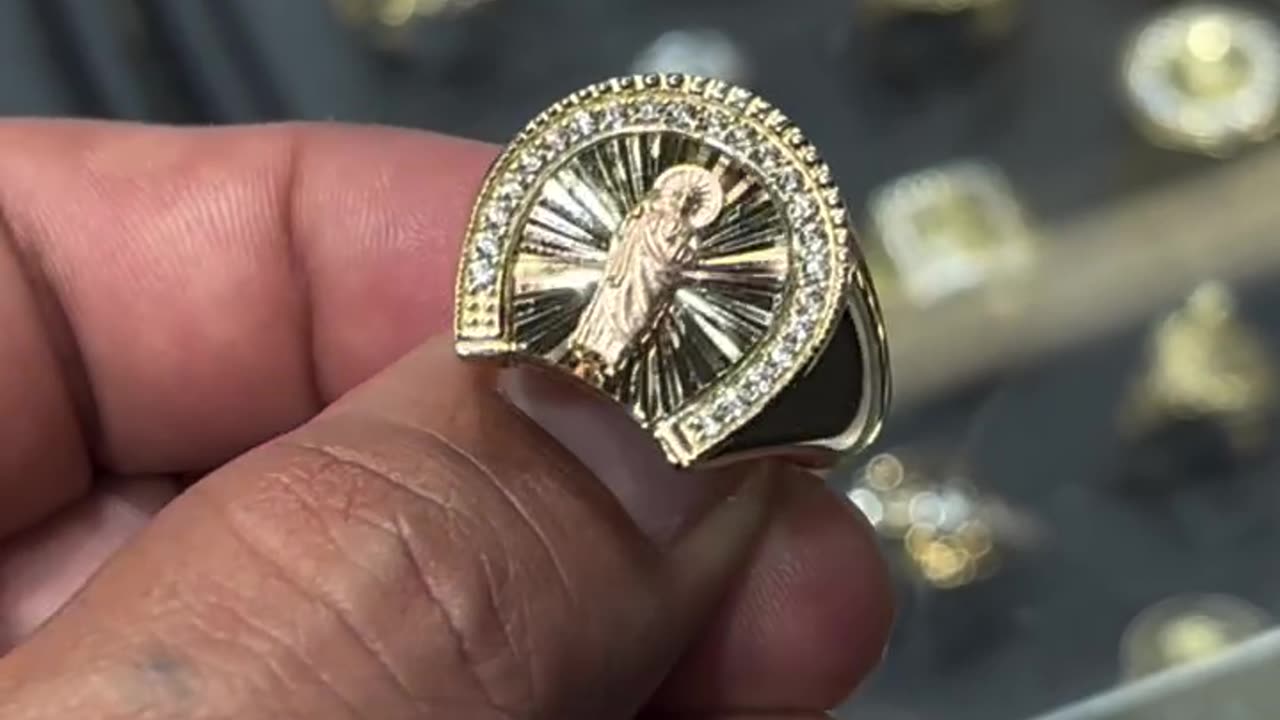Real 10k Gold San Judas Tadeo Horseshoe Ring