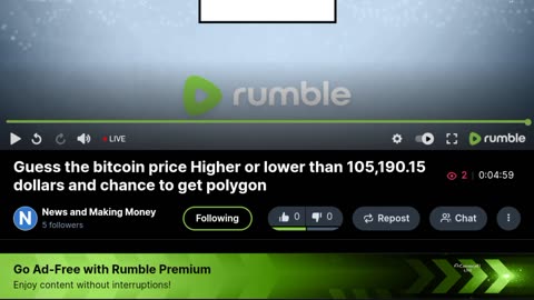 Guess the bitcoin price Higher or lower than 105,190.15 dollars and chance to get polygon