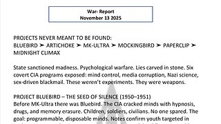 WAR REPORT - NOV 13 2025 - PROJECTS NEVER MEANT TO BE FOUND