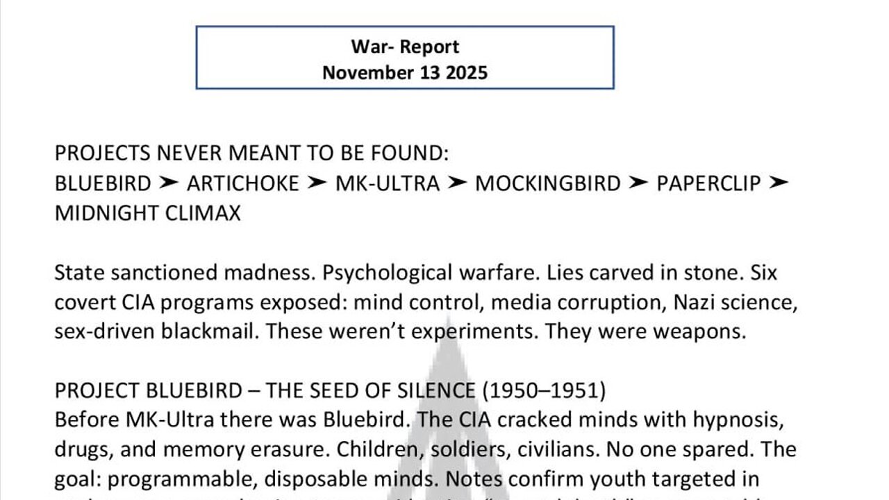 WAR REPORT - NOV 13 2025 - PROJECTS NEVER MEANT TO BE FOUND