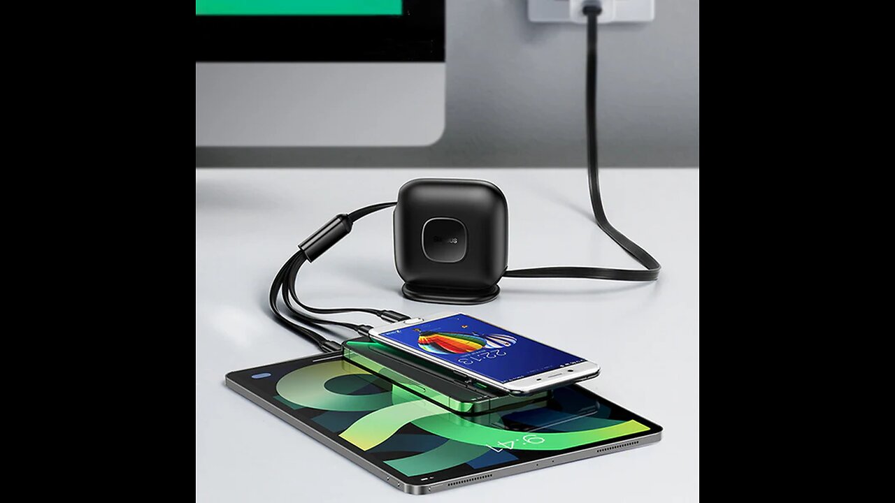 3-in-1 Retractable Rotatable Charging Cable, with Lightning, Type-C & Micro, for Phone & Tablets