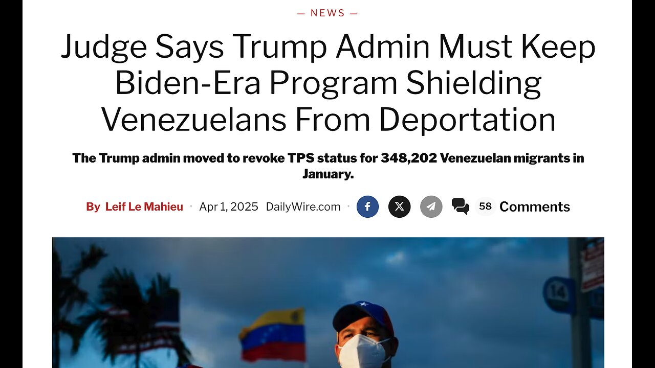 Judge Says Trump Admin Must Keep Biden-Era Program Shielding Venezuelans From Deportation