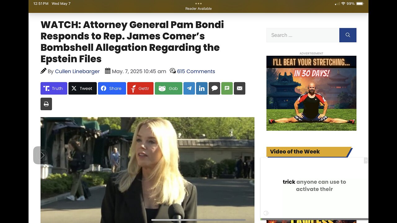 Pam Bondi Responds to Rep. James Comer’s Bombshell Allegation Regarding the Epstein Files