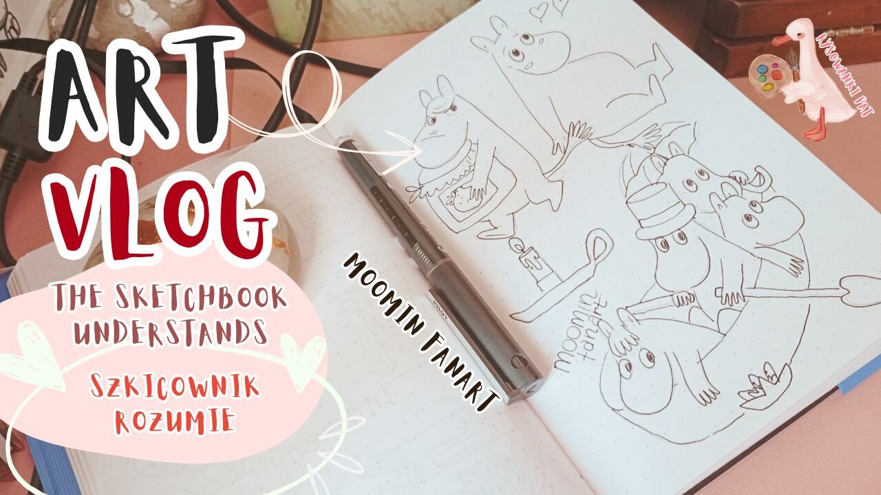 Drawing with Pat 🐸, Art Vlog ✏️🤍moomin fanart, Muminki ;-)