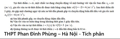 THPT Phan Đình Phùng – Hà Nội: Tại thời điểm t = 0, một chiếc xe đang chuyển động về một hướng với
