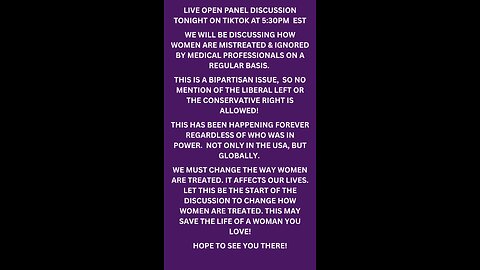 Live Open Panel Discussion Tonight on Tiktok