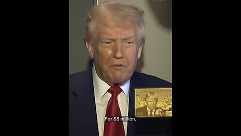 Trump showed off a gold card with his face emblazoned on it while speaking with reporters on A