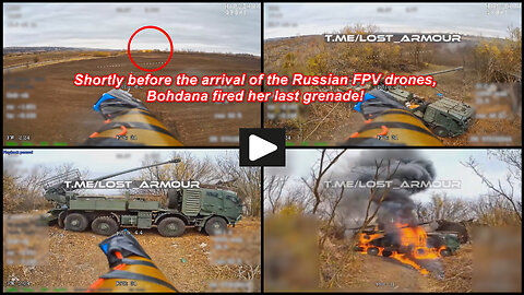 Kharkiv region: Russian wired FPV drones they burn Ukrainian 2S22 Bohdana