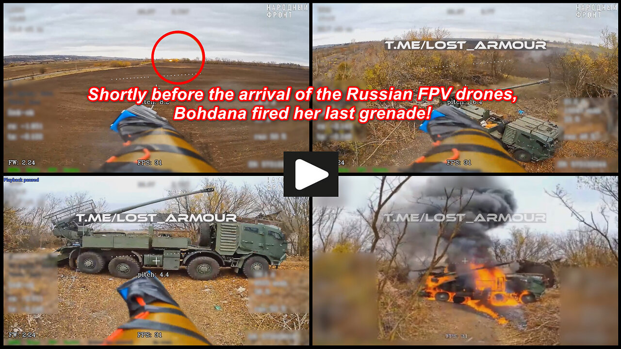 Kharkiv region: Russian wired FPV drones they burn Ukrainian 2S22 Bohdana