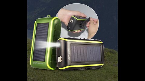 3-in-1 Solar Power Bank, Hand-Crank Power Generator & Flashlight - Power & Light on the Go