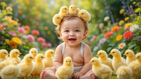 Adorable Baby with a Flock of Cheery Chicks! 🐥✨👶