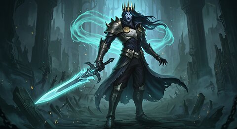 Epic Fantasy Battle: Viego’s Sword Leap Amid Crumbling Ruins