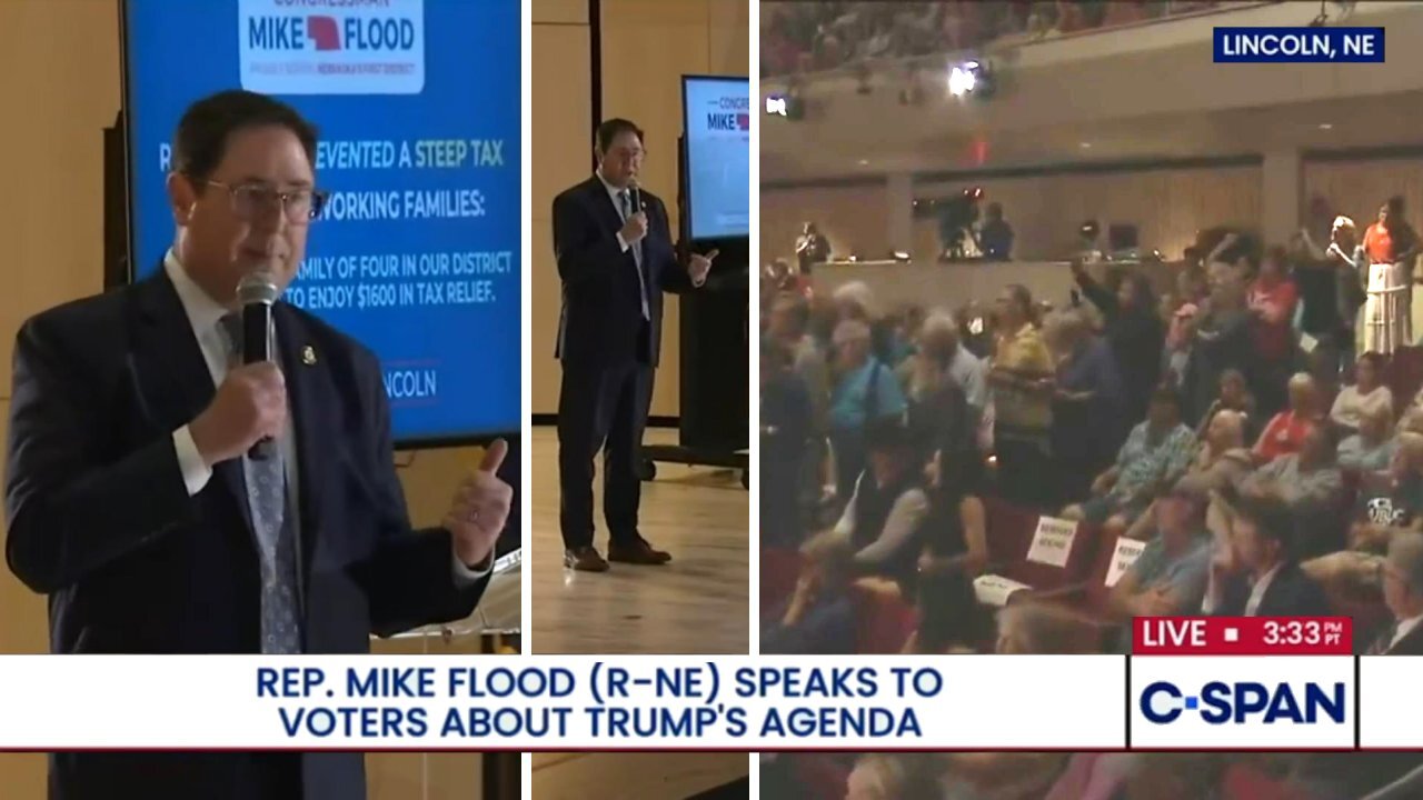 Rep. Mike Flood vs. Marxist protesters at townhall (Aug. 4, 2025)