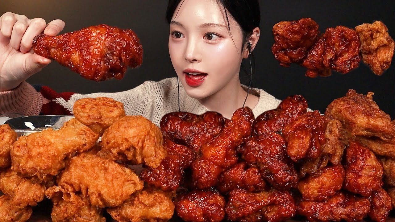 PLEASE FOLLOW ME Crispy Fried Chicken & Seasoned Spicy Chicken Mukbang ASMR