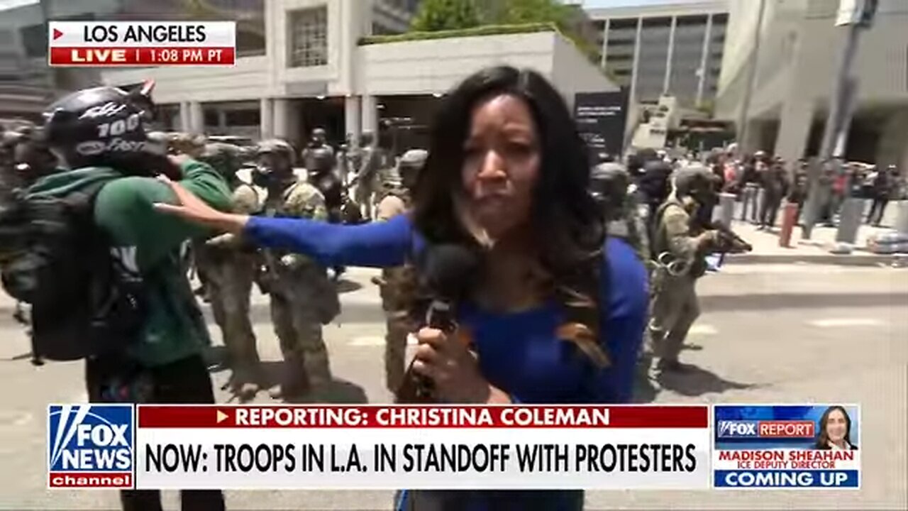 BREAKING: Anti-ICE protesters standoff with National Guard troops in LA